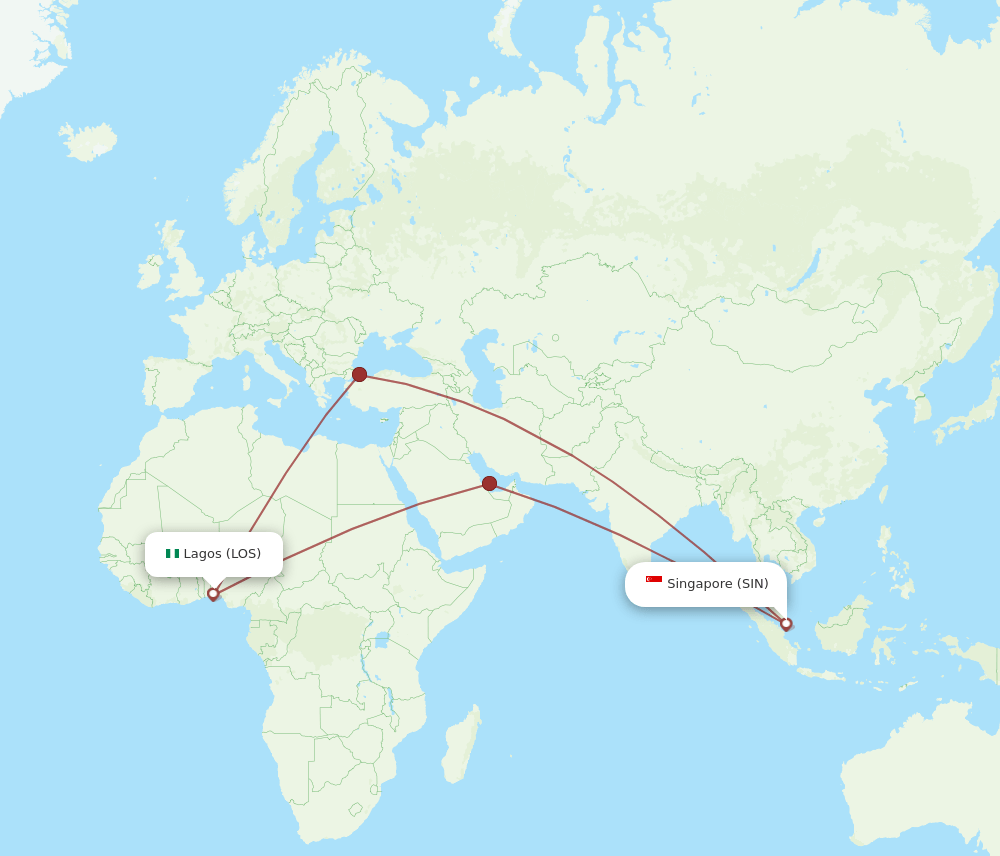 SIN-LOS flight routes