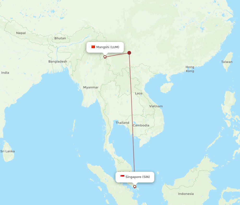 SIN-LUM flight routes