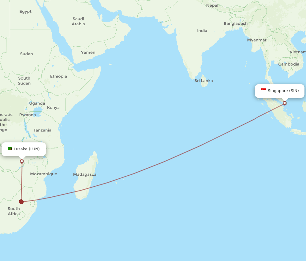 SIN-LUN flight routes