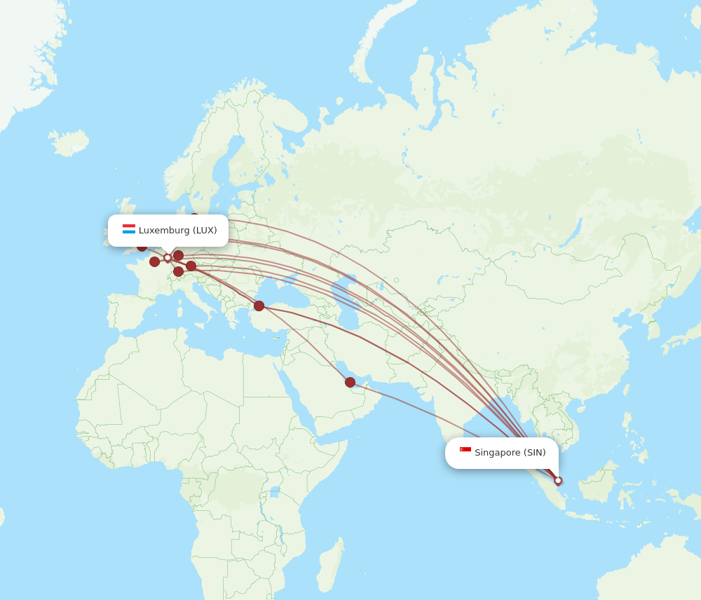 SIN-LUX flight routes