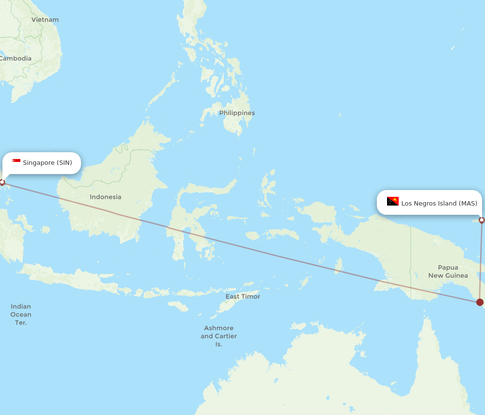SIN-MAS flight routes