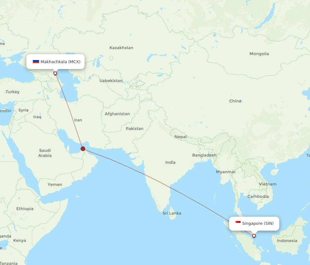 SIN-MCX flight routes