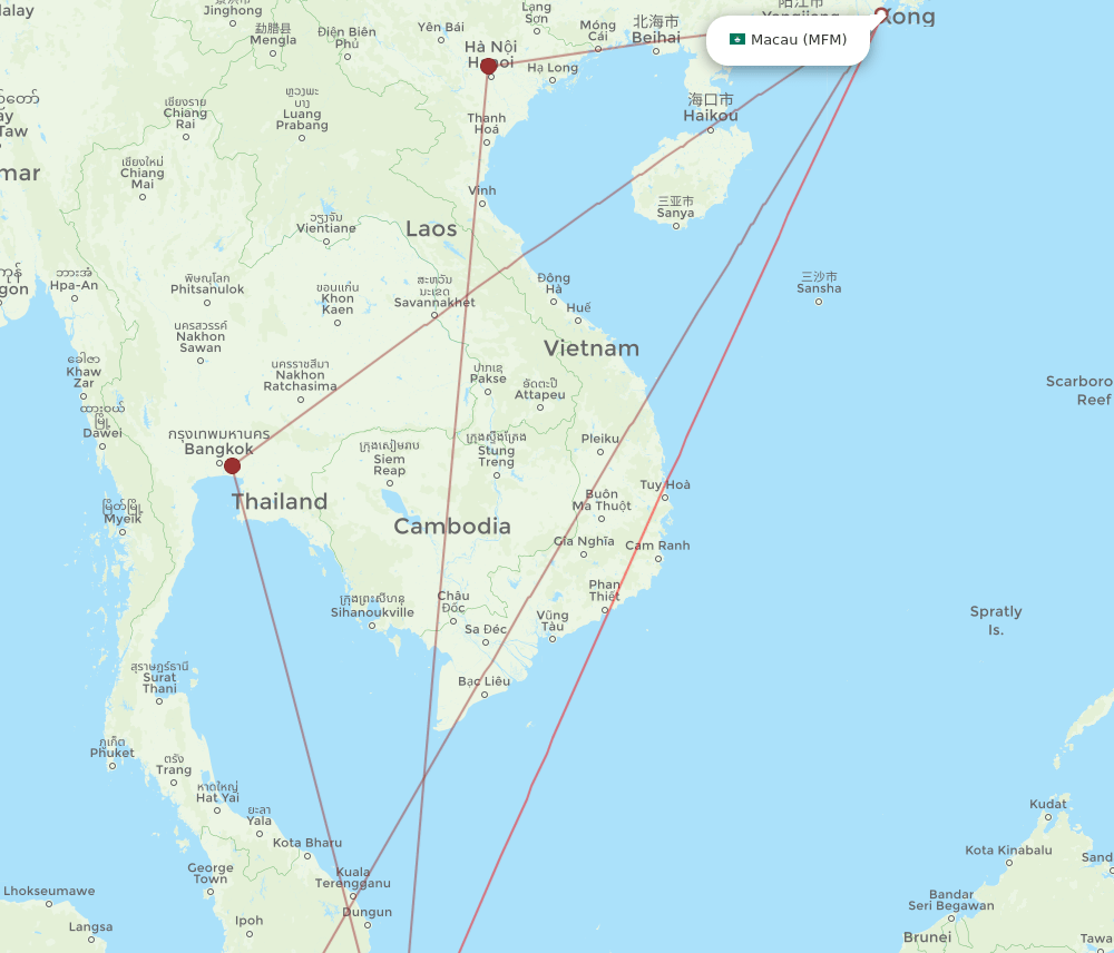 SIN to MFM flights and routes map