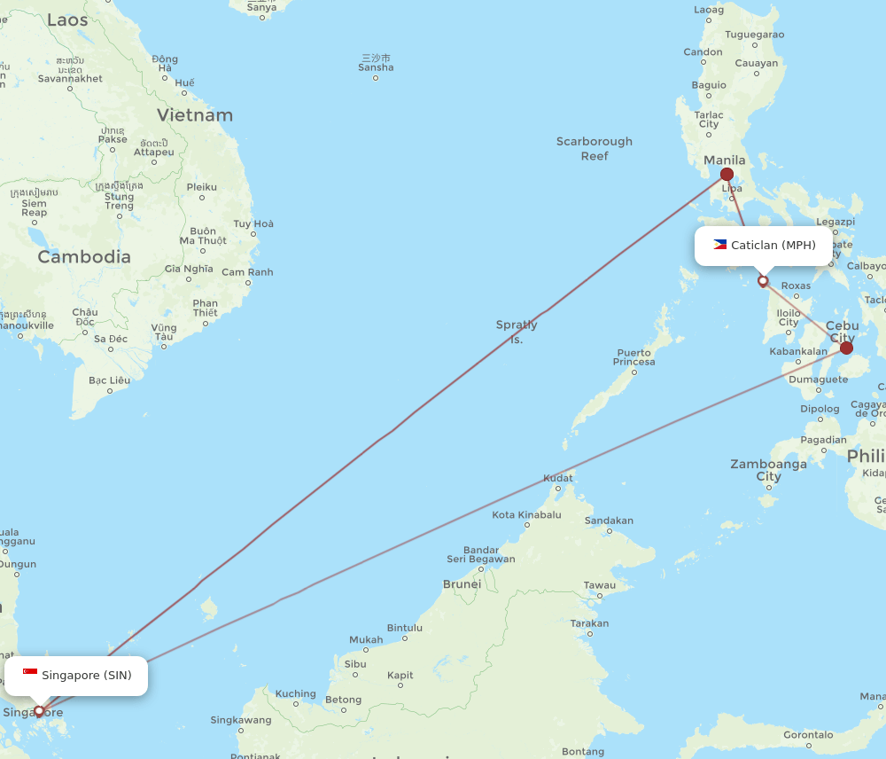 SIN-MPH flight routes