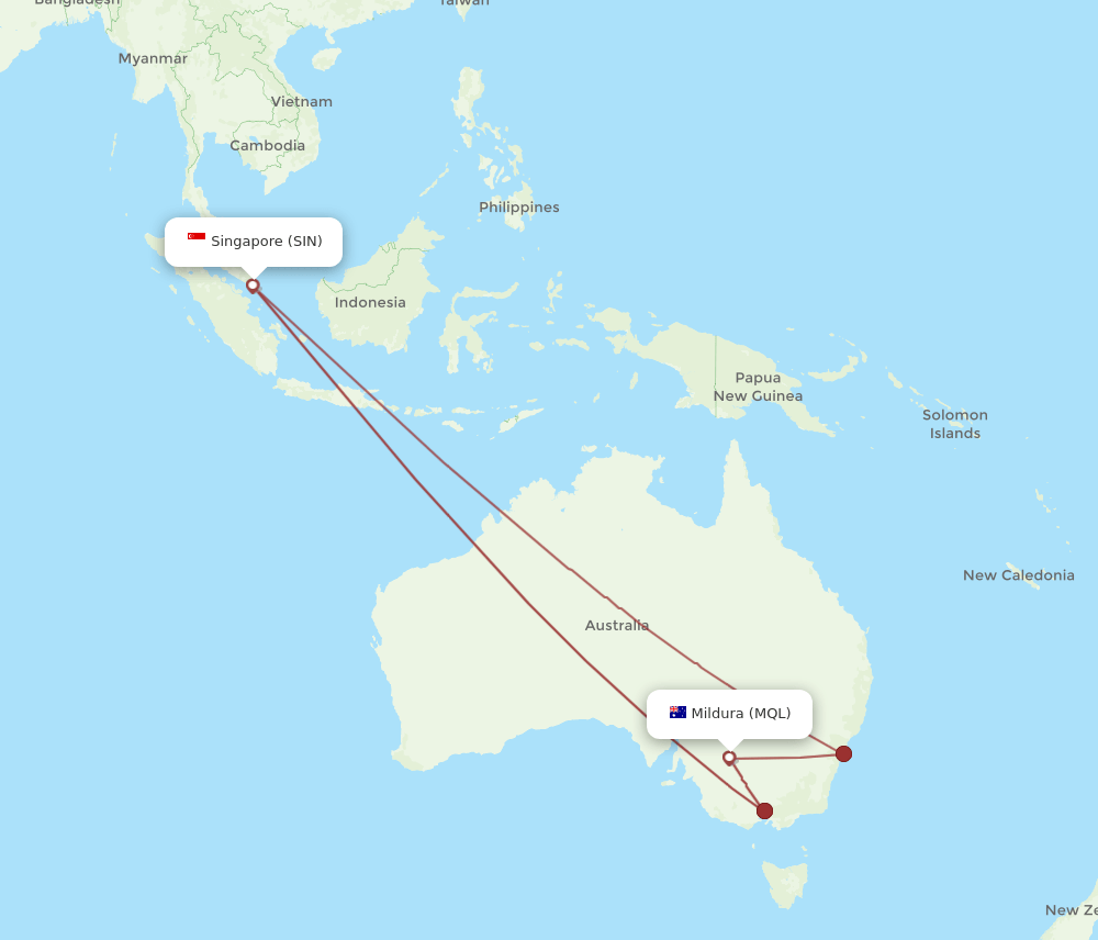 SIN-MQL flight routes