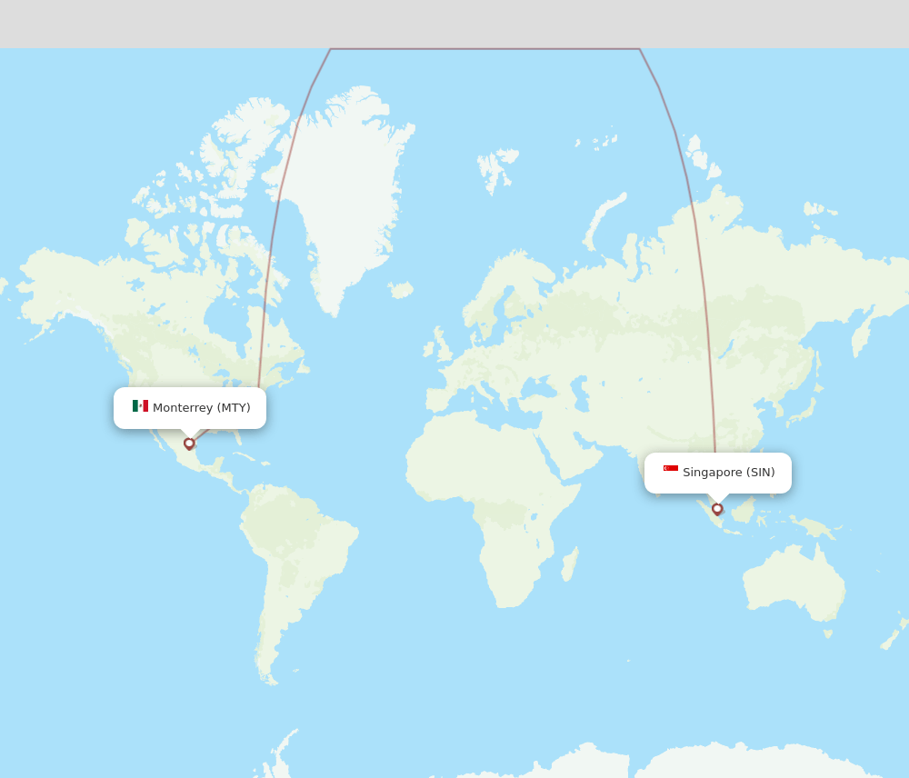 SIN to MTY flights and routes map