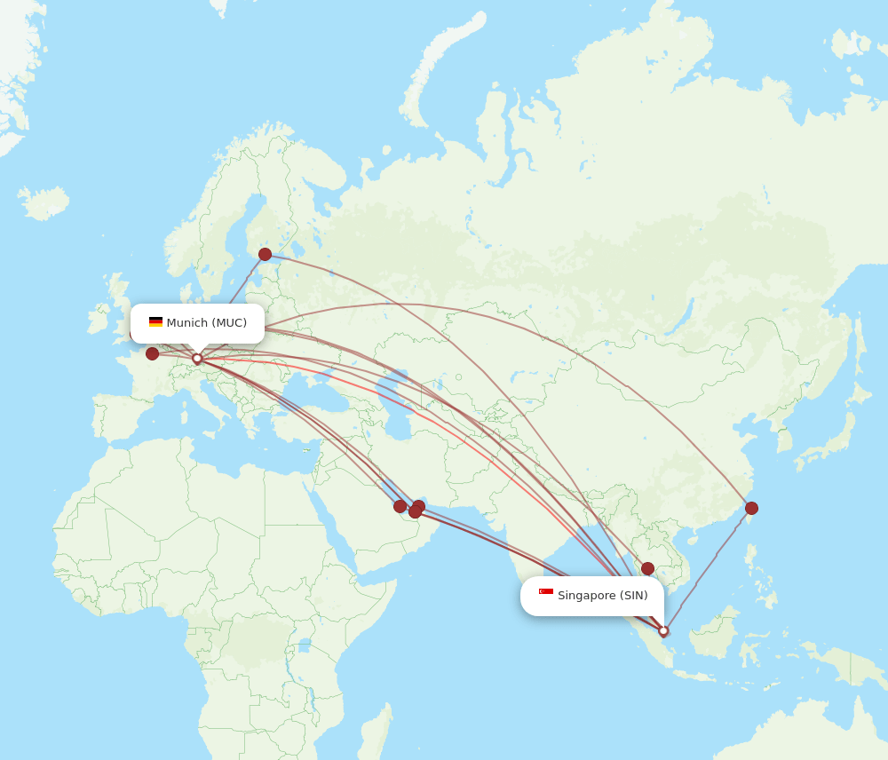 SIN-MUC flight routes