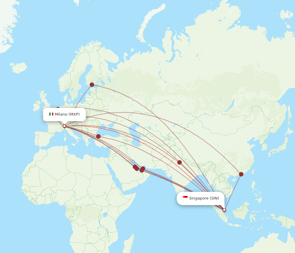 SIN to MXP flights and routes map