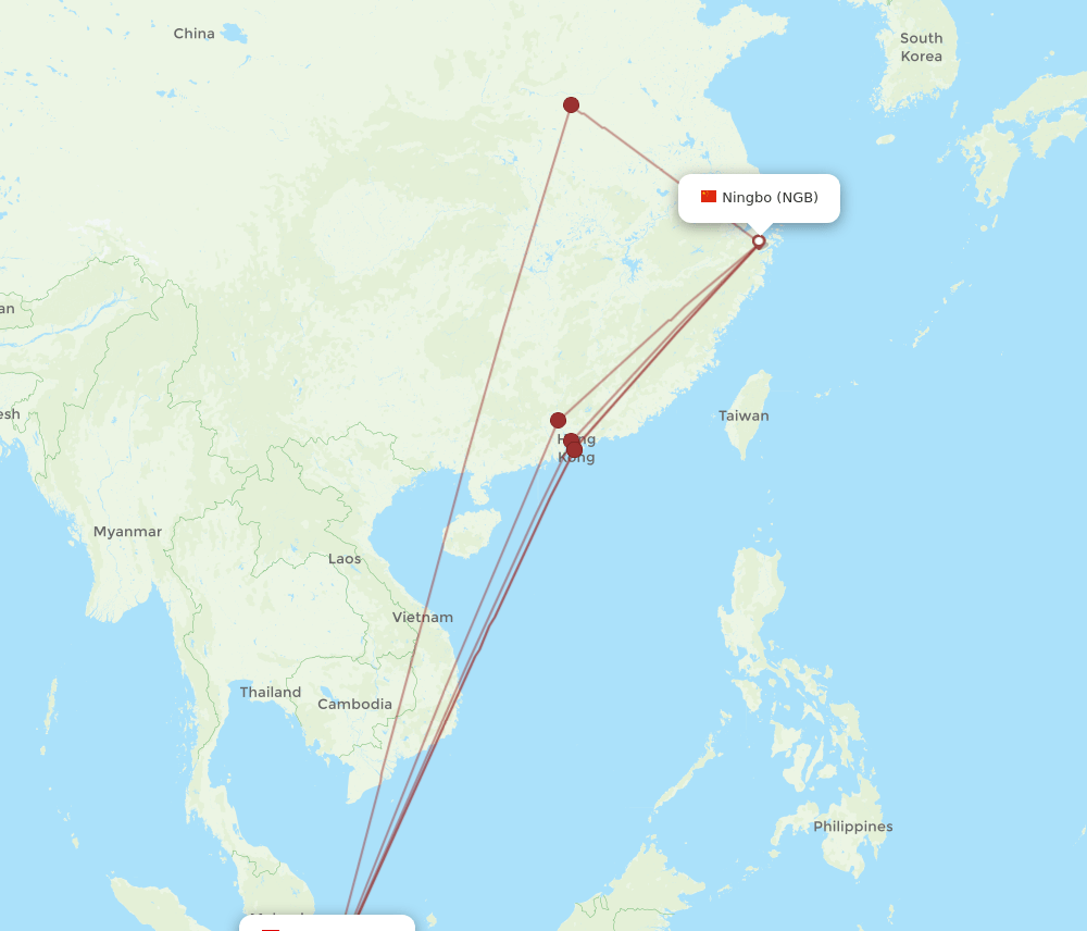 SIN-NGB flight routes