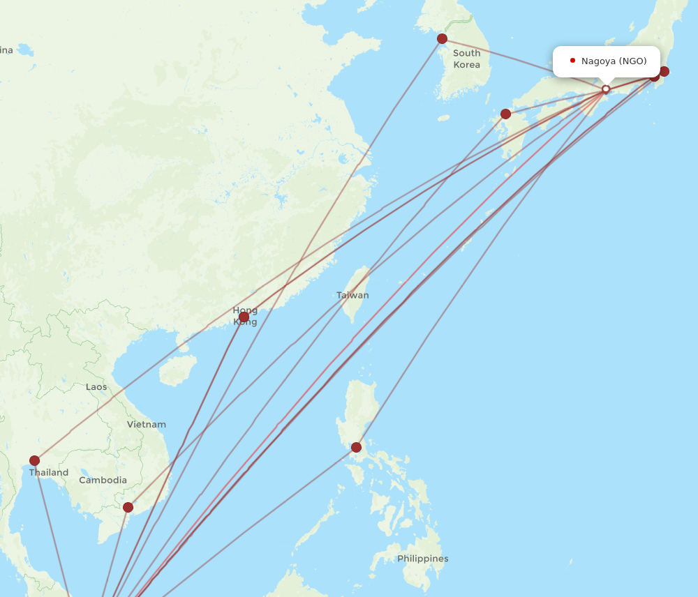 SIN-NGO flight routes
