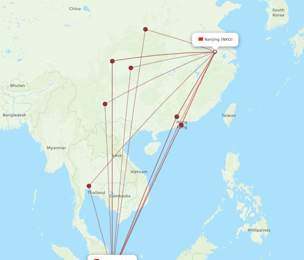 SIN-NKG flight routes