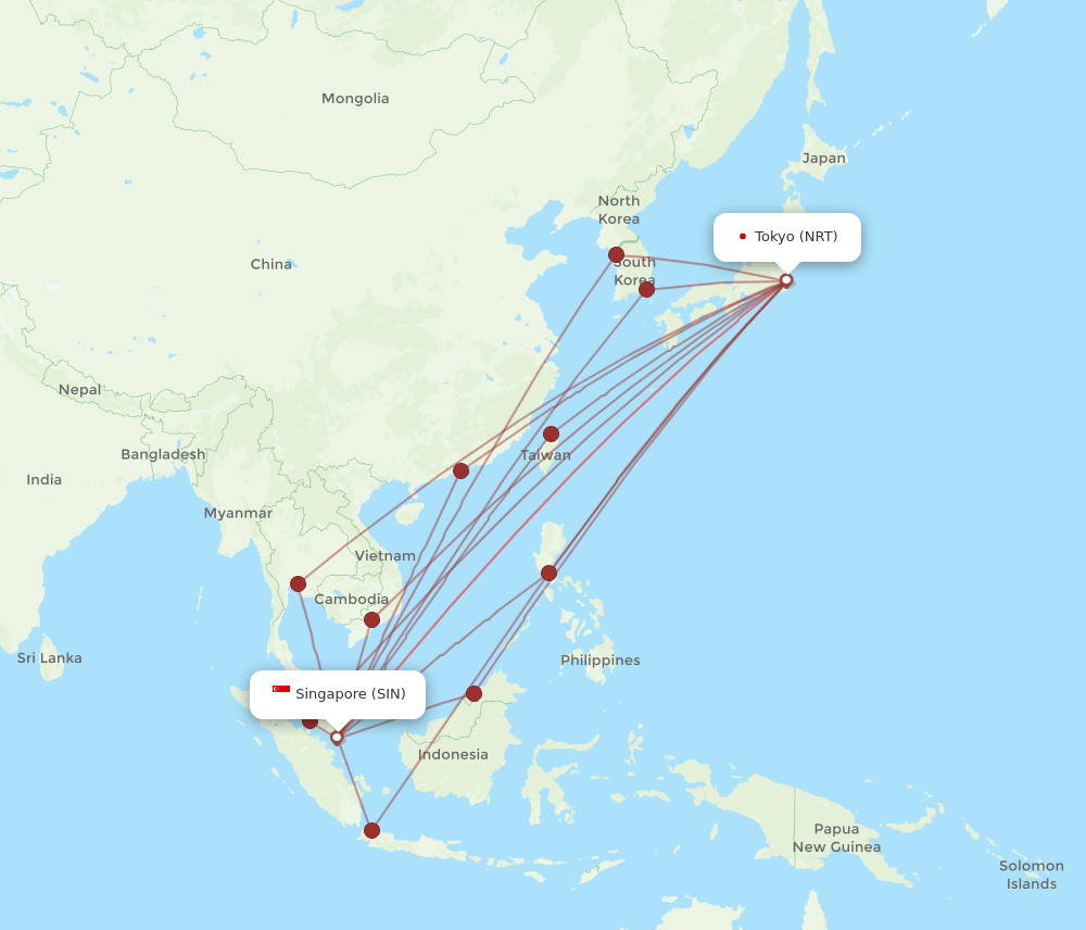 SIN-NRT flight routes