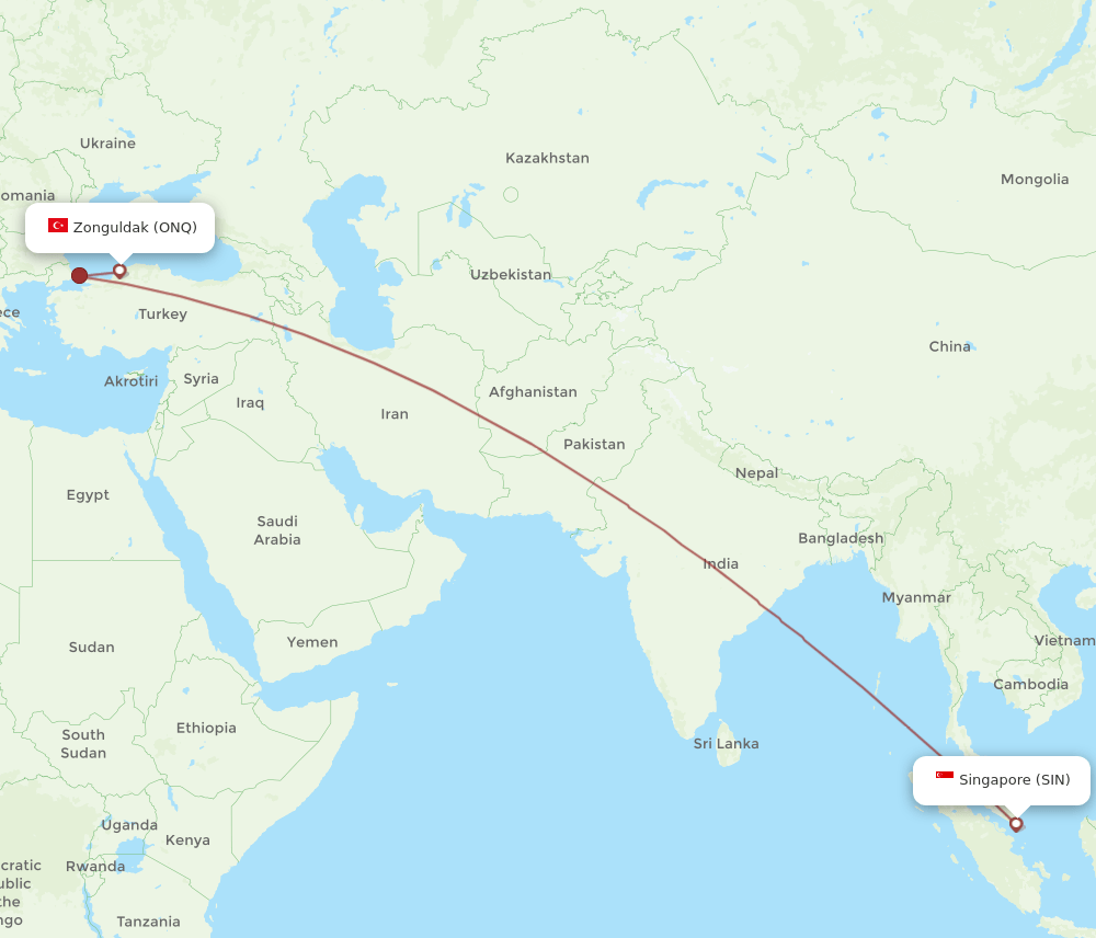 SIN-ONQ flight routes