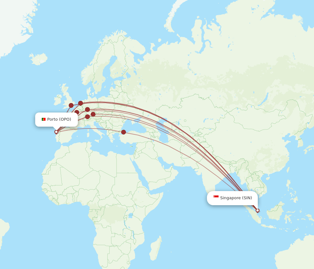 SIN-OPO flight routes