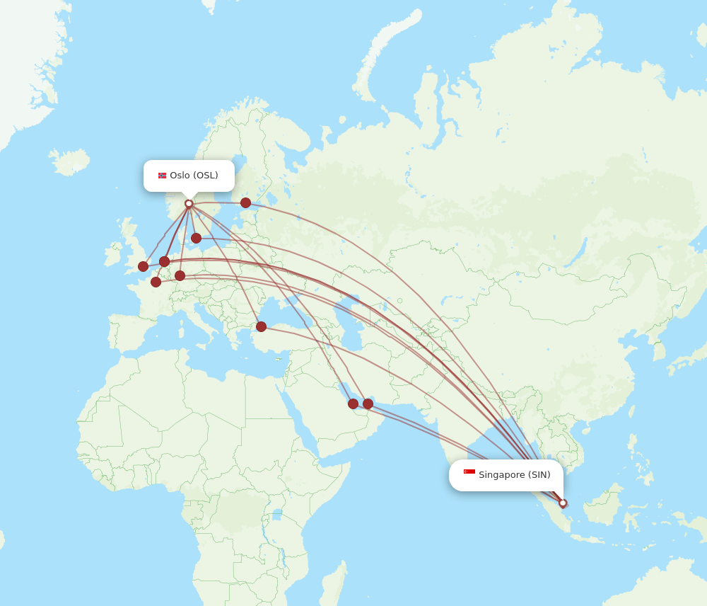SIN-OSL flight routes