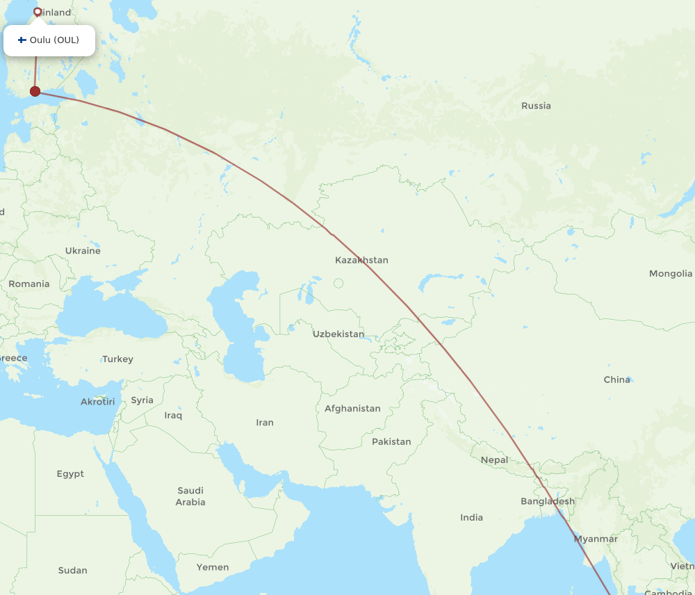 SIN-OUL flight routes