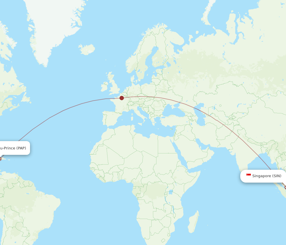 Port-au-Prince - Singapore route map and flight paths