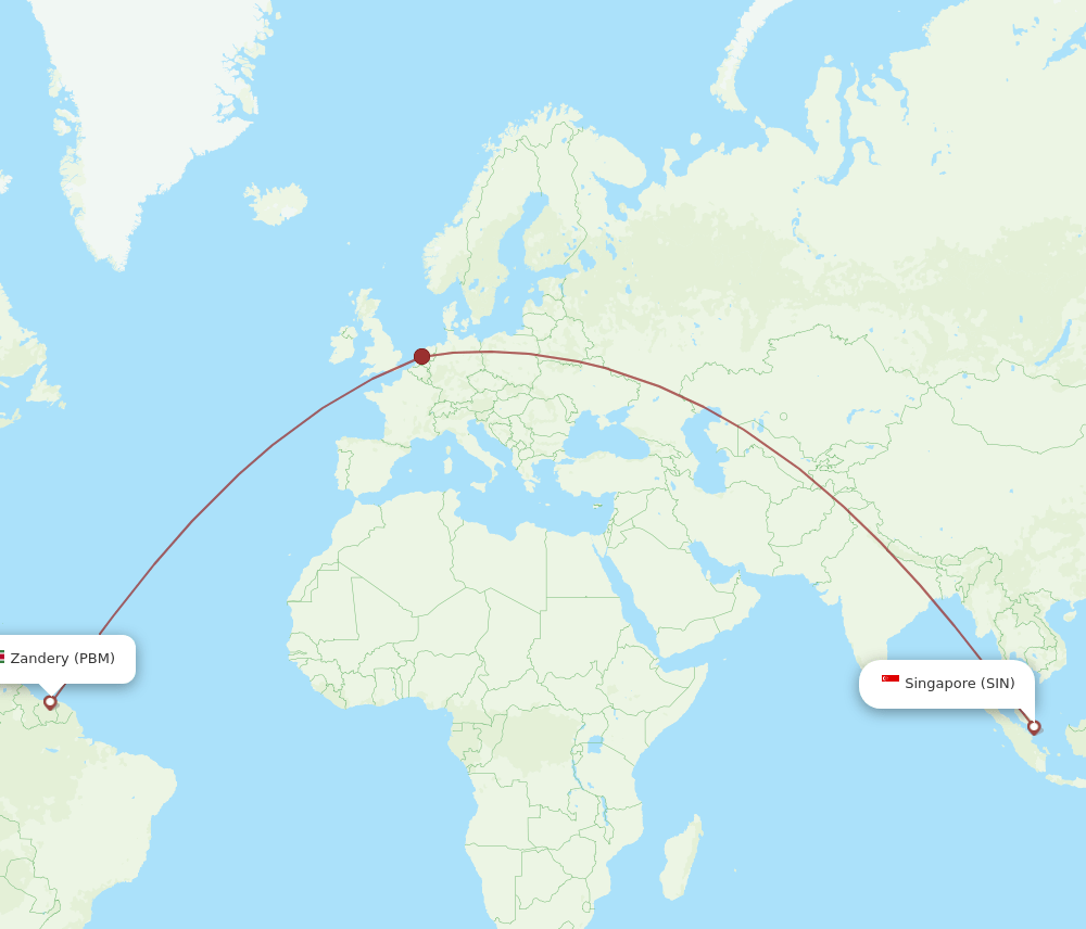 SIN-PBM flight routes