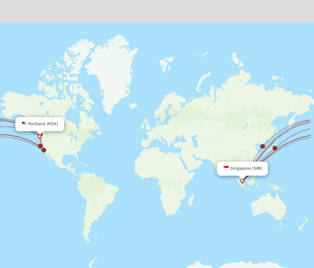SIN-PDX flight routes