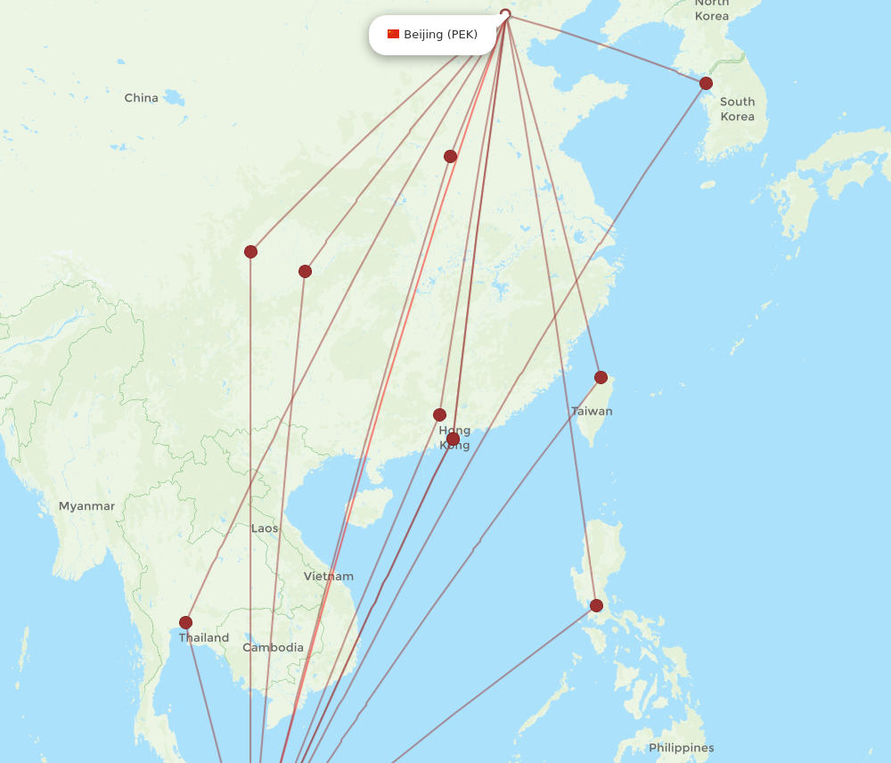 SIN to PEK flights and routes map