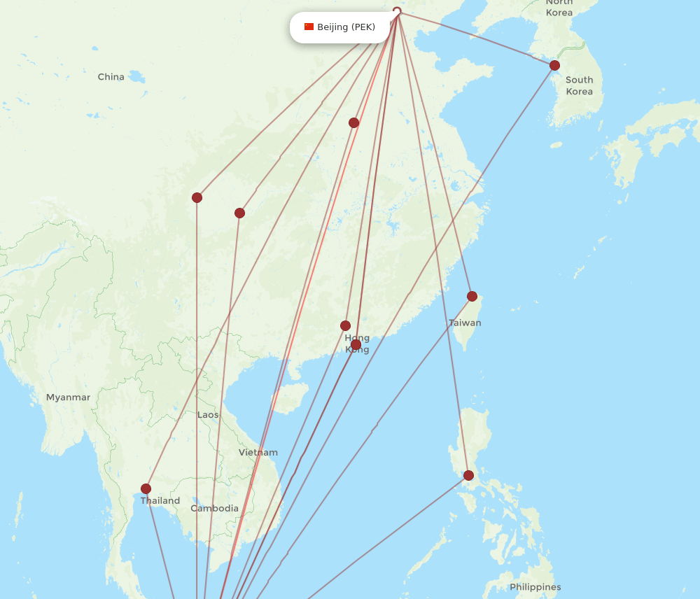 SIN-PEK flight routes