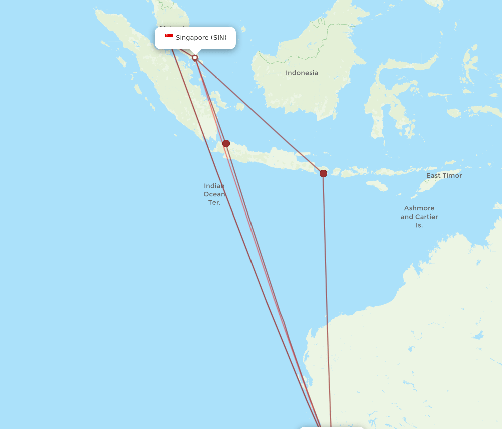 SIN to PER flights and routes map