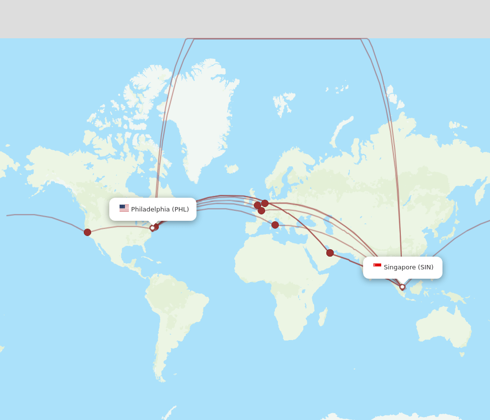 SIN-PHL flight routes
