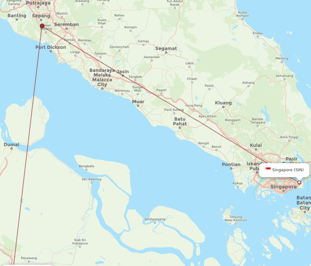 SIN to PKU flights and routes map