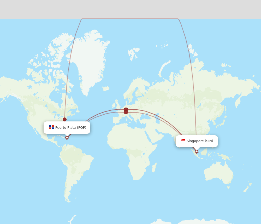 SIN-POP flight routes
