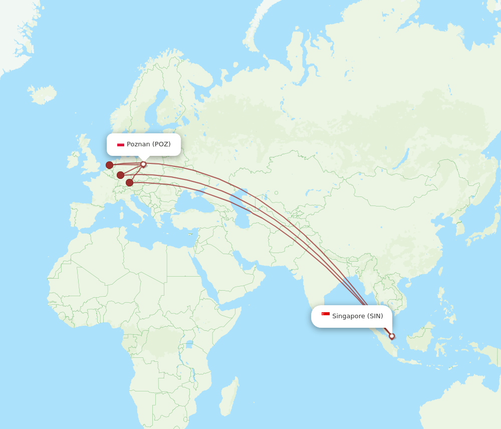 SIN-POZ flight routes