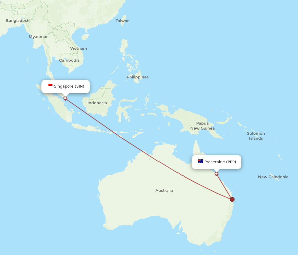 SIN-PPP flight routes