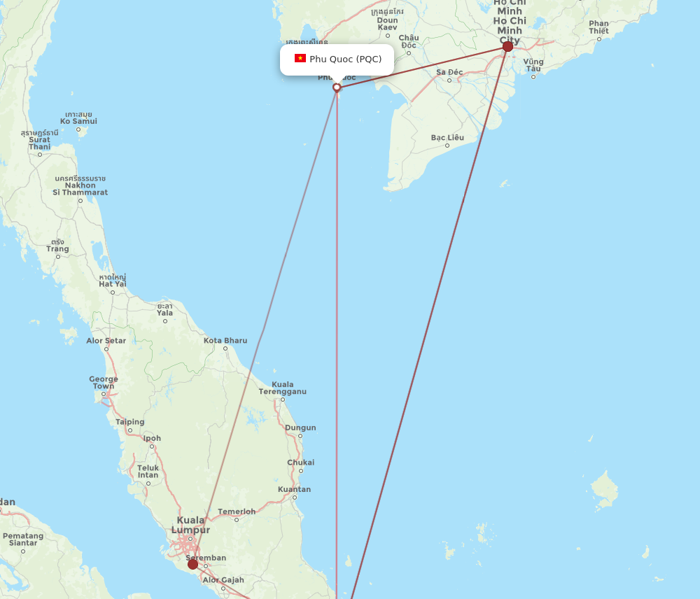 SIN to PQC flights and routes map