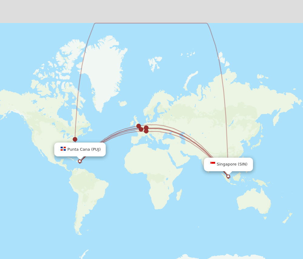 SIN-PUJ flight routes