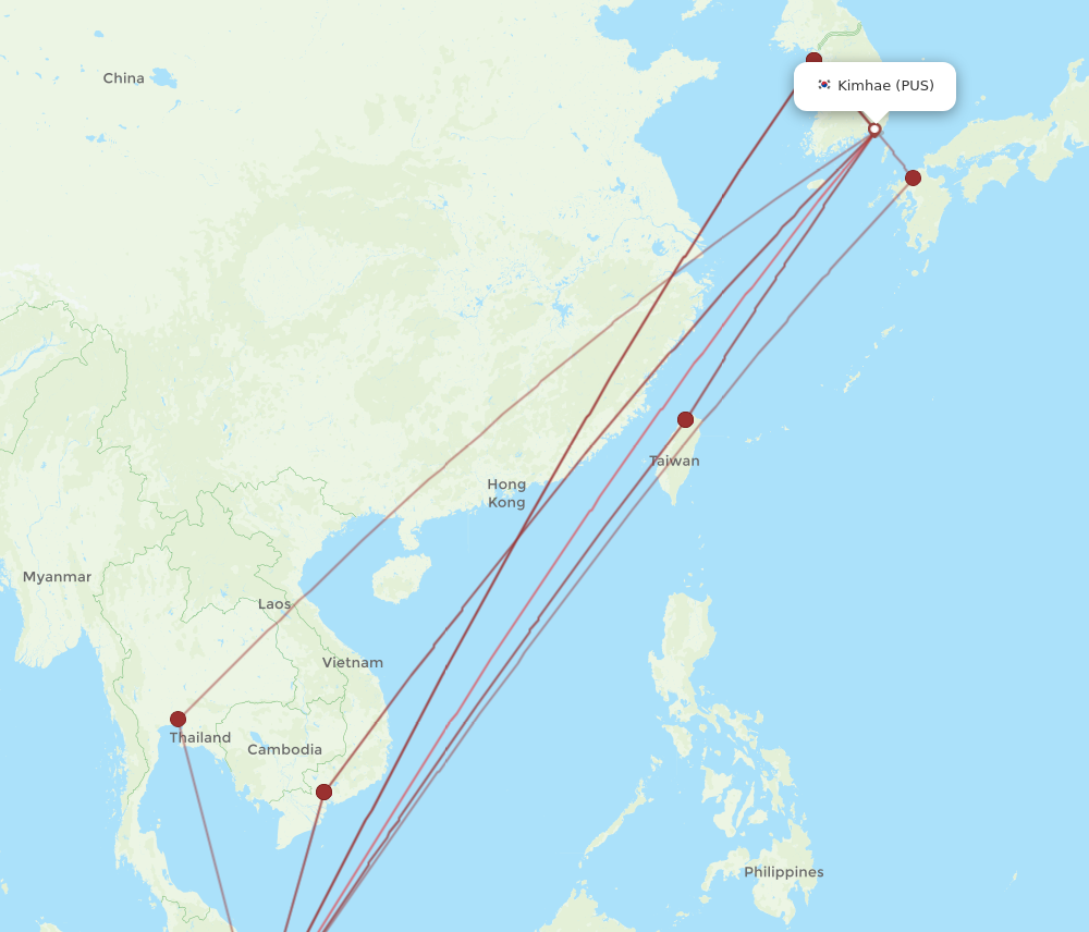 SIN to PUS flights and routes map