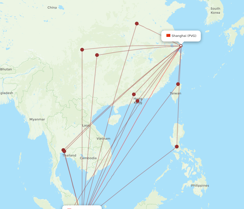 SIN to PVG flights and routes map
