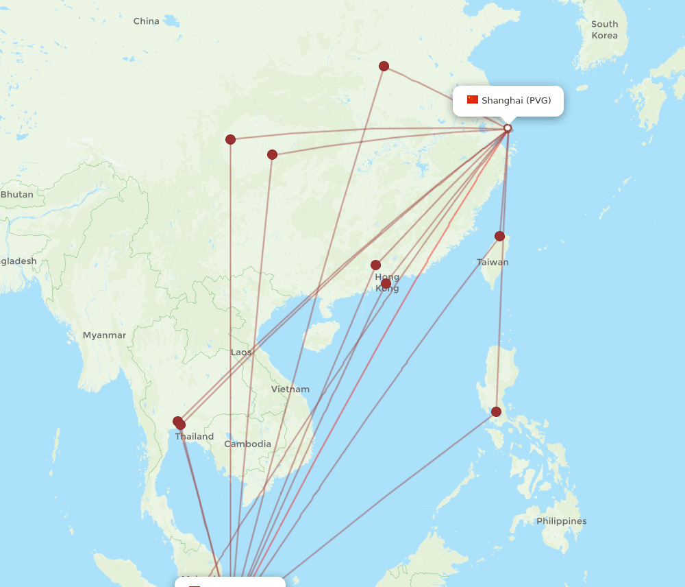 SIN-PVG flight routes