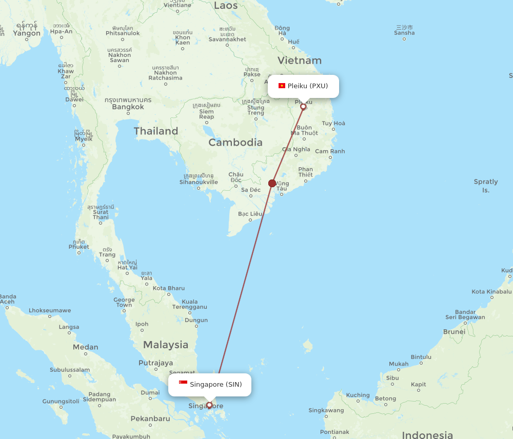 SIN to PXU flights and routes map