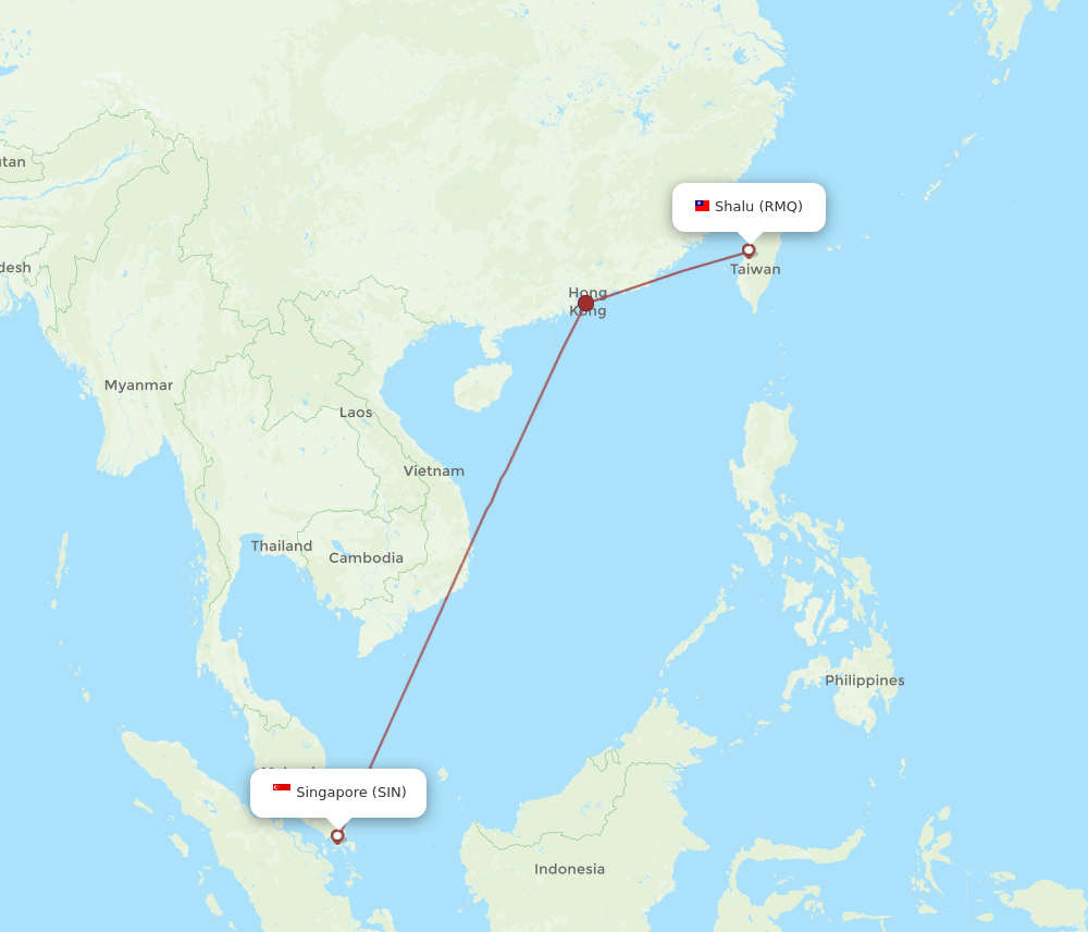 SIN-RMQ flight routes