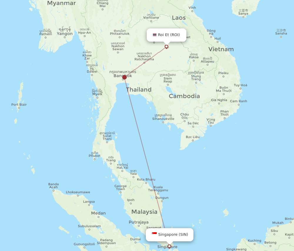 SIN-ROI flight routes