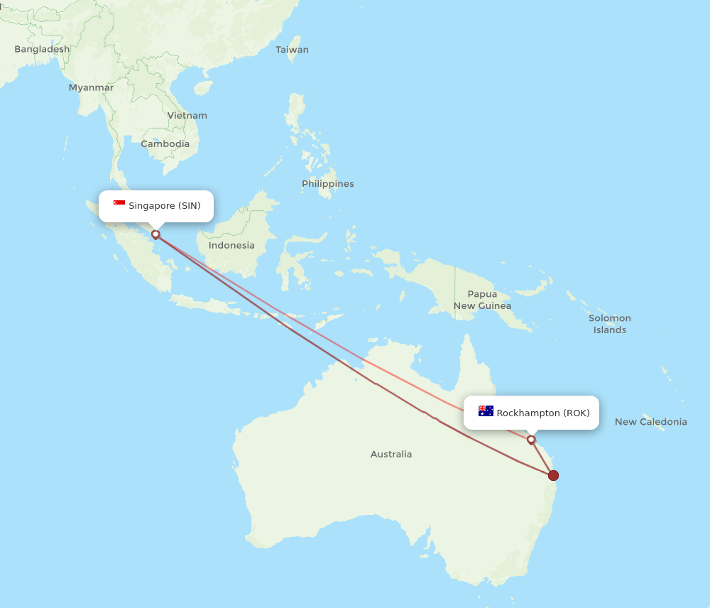 SIN-ROK flight routes
