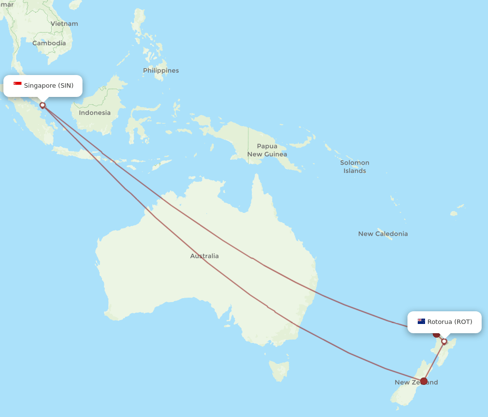 SIN to ROT flights and routes map