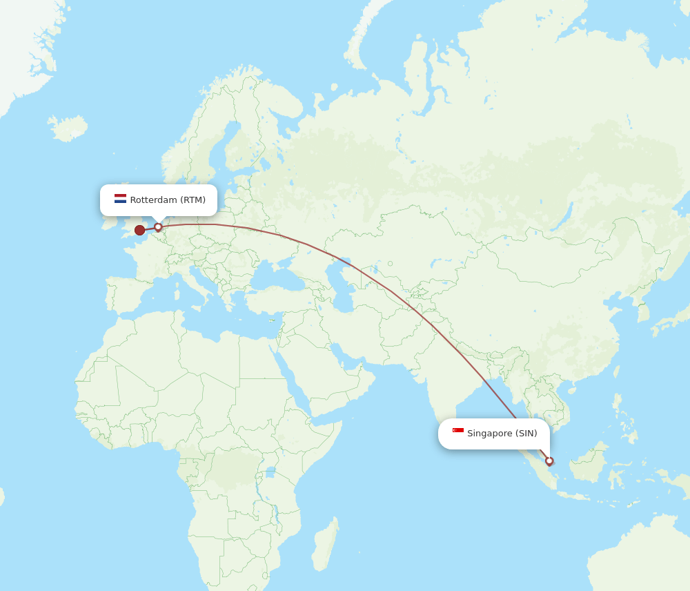 SIN-RTM flight routes