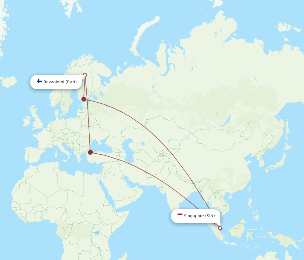 SIN-RVN flight routes