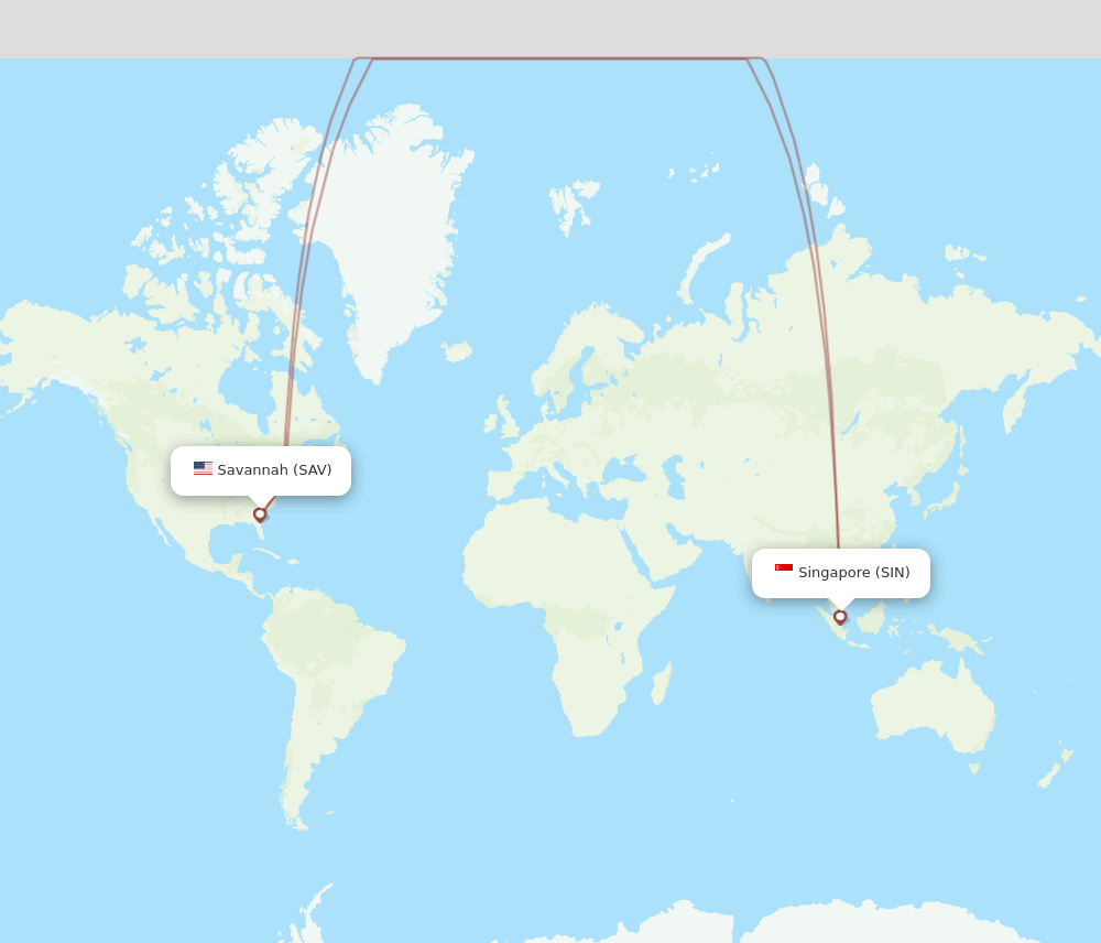SIN-SAV flight routes