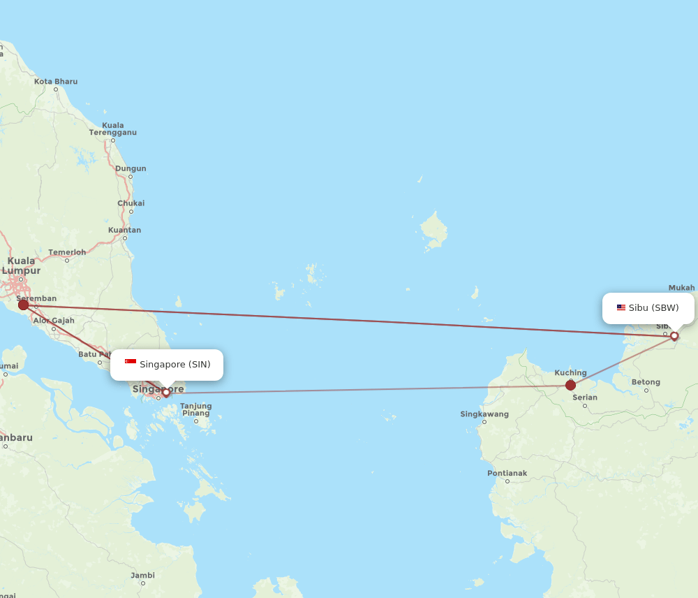 SIN-SBW flight routes