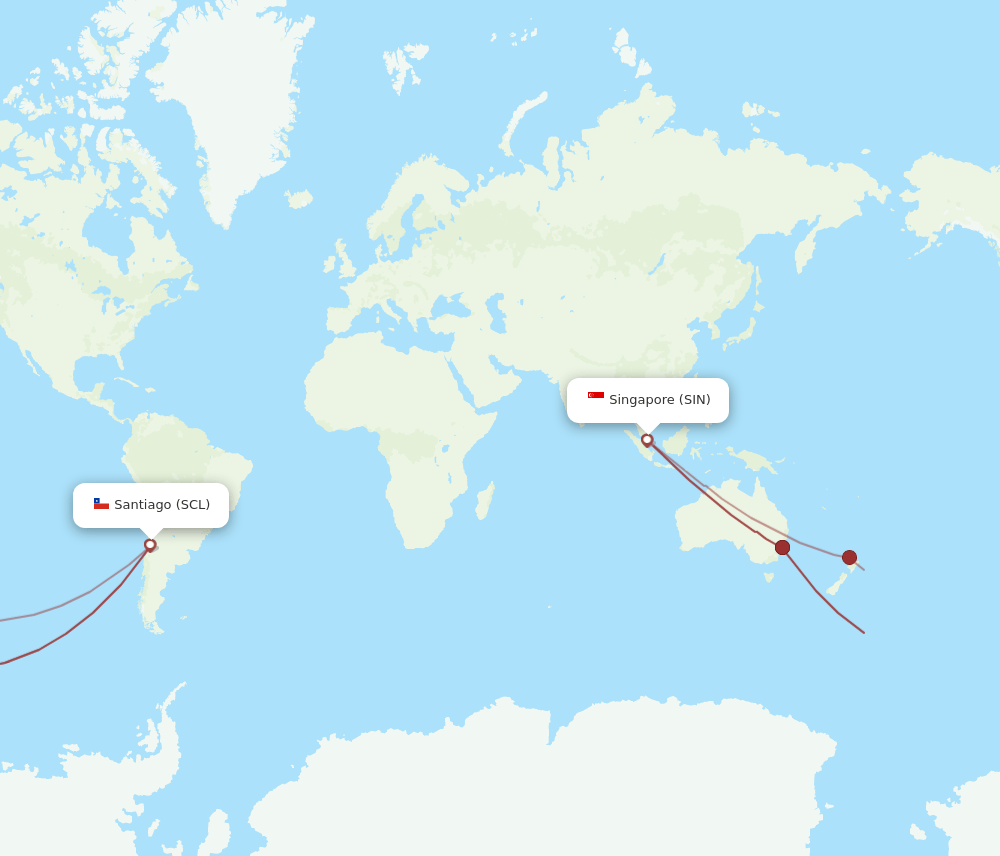 SIN to SCL flights and routes map