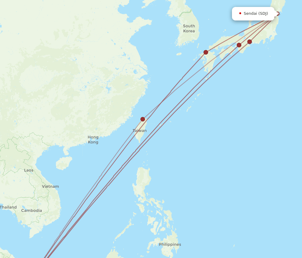 SIN to SDJ flights and routes map