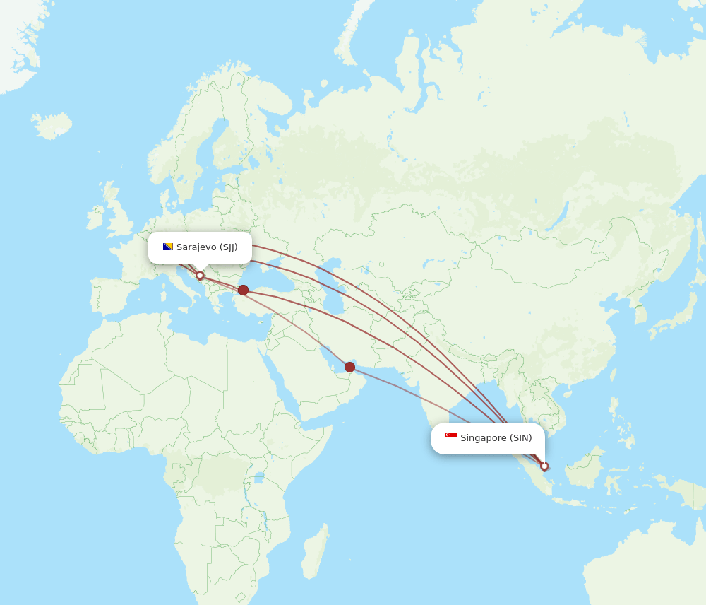 SIN-SJJ flight routes