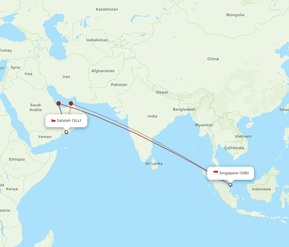 SIN-SLL flight routes