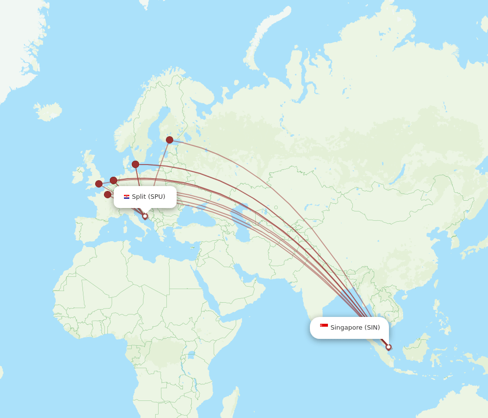 SIN to SPU flights and routes map